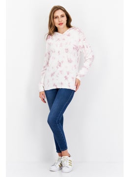 Weatherproof Women Hooded Long Sleeve Tie Dye Sweatshirt, White  - Image 4
