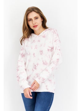 Weatherproof Women Hooded Long Sleeve Tie Dye Sweatshirt, White  - Image 1