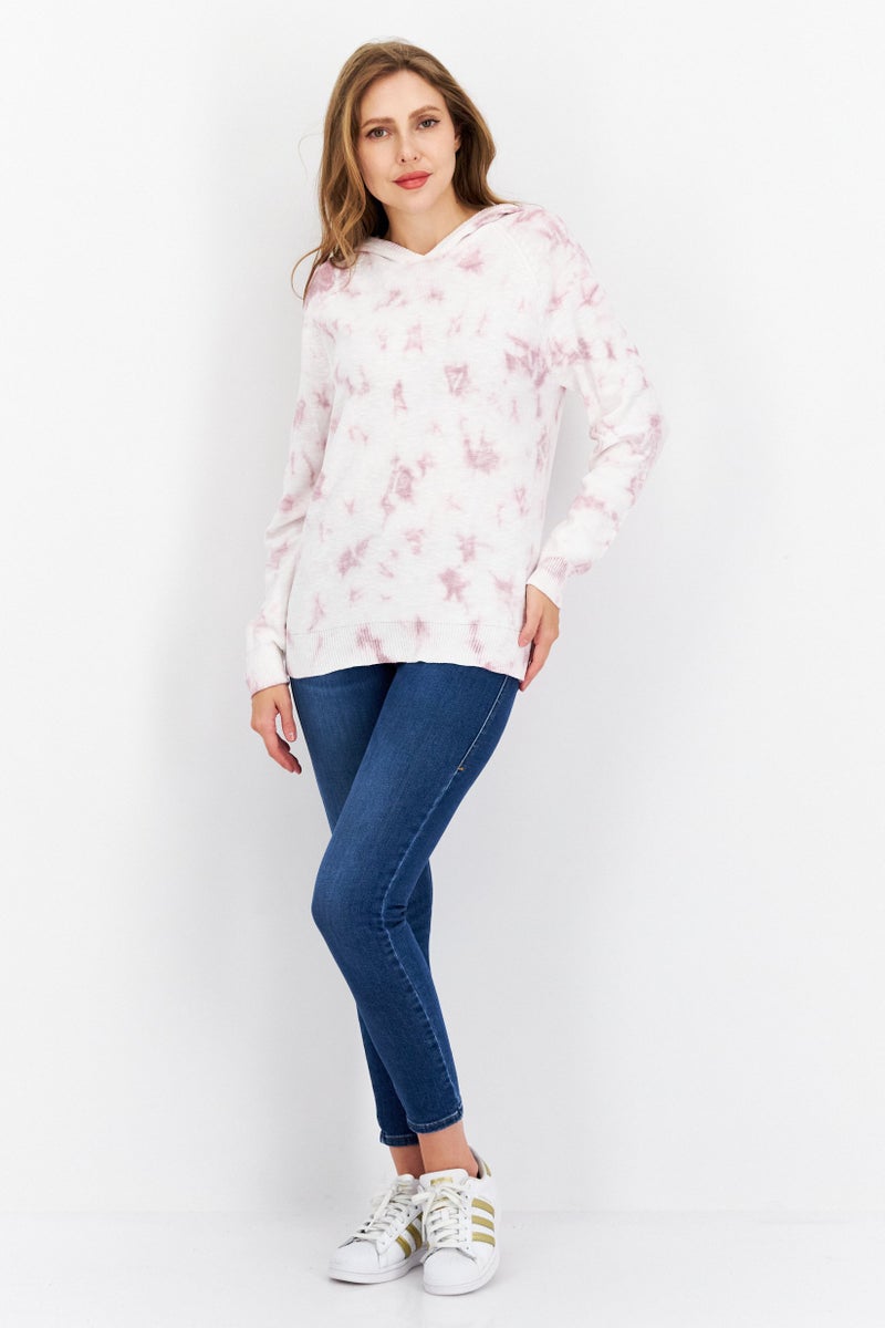 Weatherproof Women Hooded Long Sleeve Tie Dye Sweatshirt, White - Image 2
