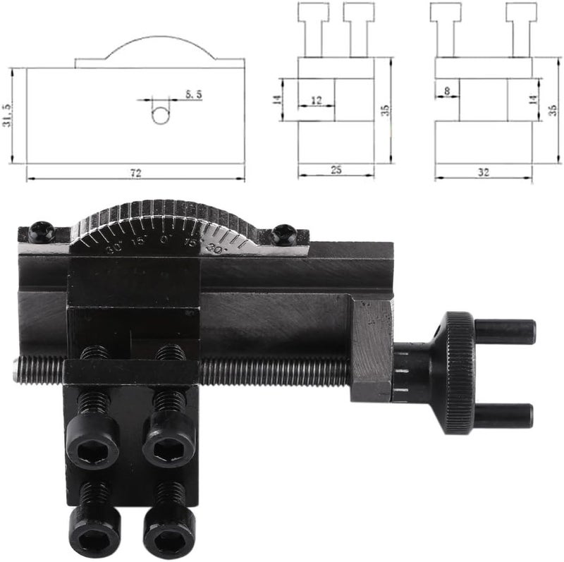 Rotatable Tool Holder, Mini Lathe Accessory 30 Degree Adjustable Tool Holder for Metal Working, with Precise Machining for C0 Mini Lathe - Image 2