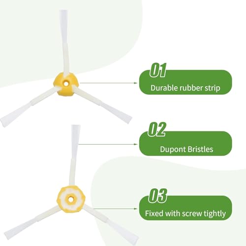 LOVECO مجموعة ملحقات بديلة LOVECO لـ iRobot Roomba سلسلة 600 694 692 690 680 660 665 651 650 614 وسلسلة 500 595 585 564، 6 فلتر، 6 فرشاة جانبية، 3 أزواج من فرشاة الشعيرات وفرشاة الضرب المرنة - Image 4