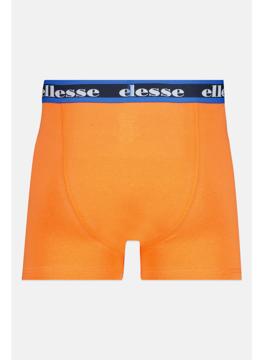 Ellesse Men 3 Pieces Brand Logo Trunks, Orange/Blue  - Image 4