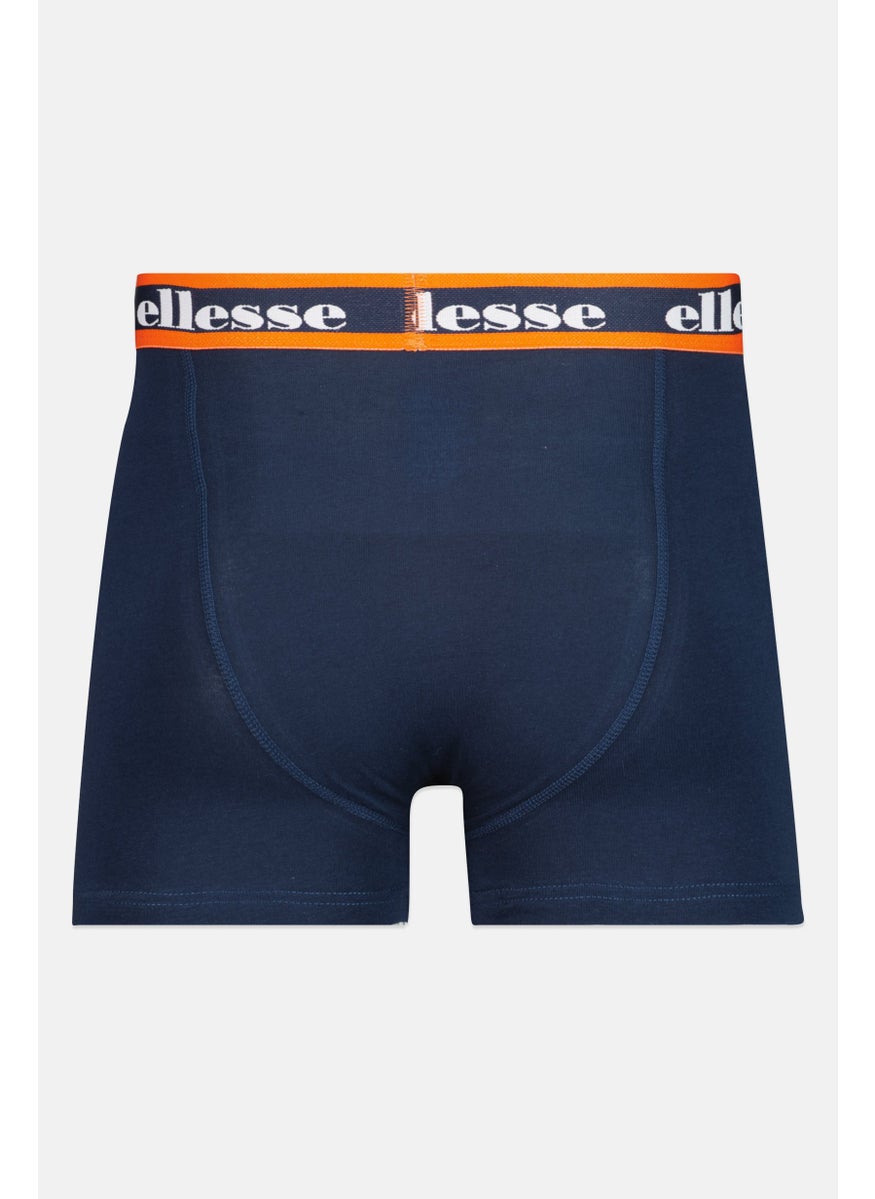Ellesse Men 3 Pieces Brand Logo Trunks, Orange/Blue  - Image 3