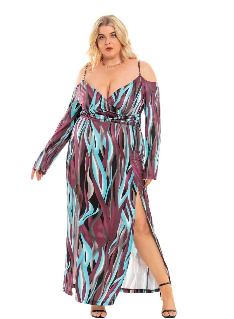 Loquat New Summer Plus-size Women's Dress Slit Long Skirt Multicolour  - Image 1