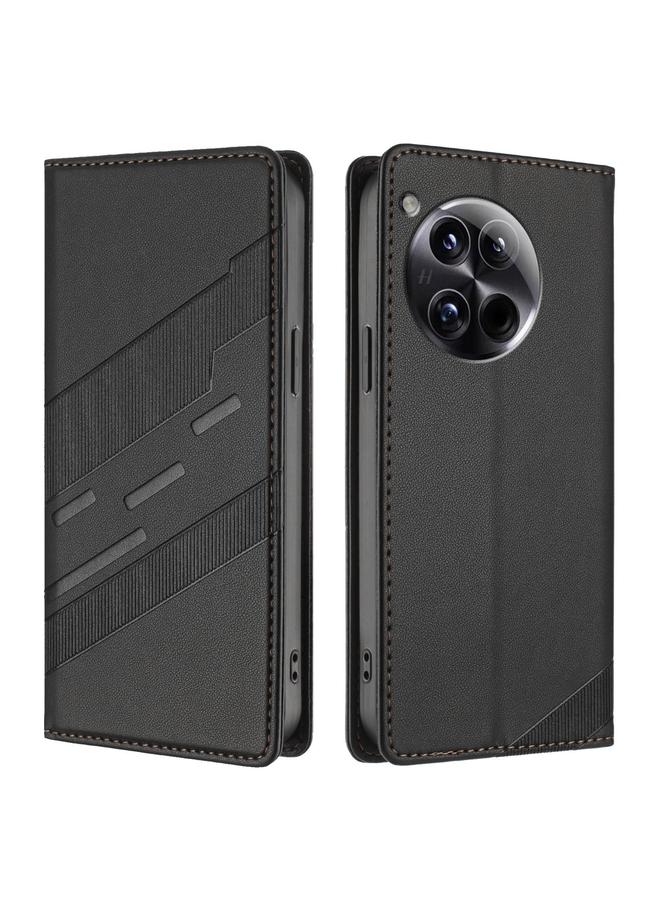 اس-توب جراب لهاتف OnePlus 12 محفظة جلدية منقوشة متعددة الوظائف بتصميم كلاسيكي - Image 2