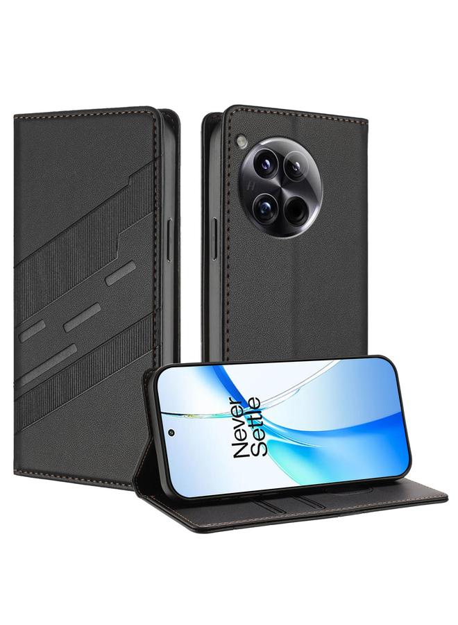 اس-توب جراب لهاتف OnePlus 12 محفظة جلدية منقوشة متعددة الوظائف بتصميم كلاسيكي - Image 1