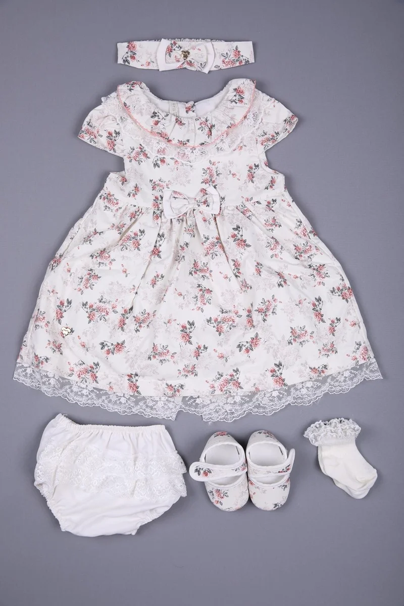 Babydola Floral Lace Detailed Baby Girl Festive Set of 5 11726