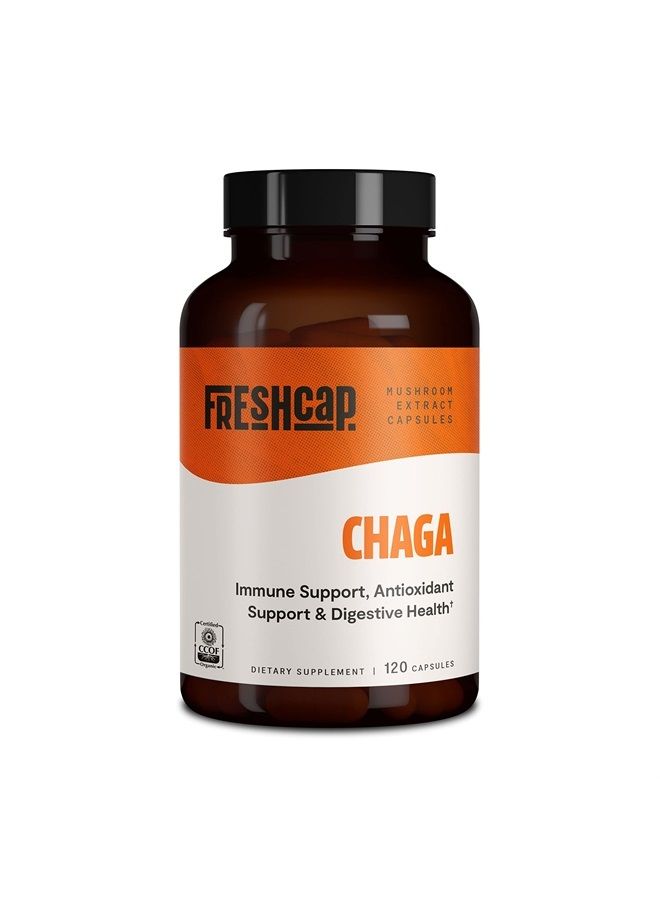 FreshCap Mushrooms FreshCap Chaga Capsules - Antioxidant, Digestive Health, Immune Support - 120 Capsules (60 Servings) - Dual Extracted - Wild Harvested and Organic Mushroom Supplement - Image 1