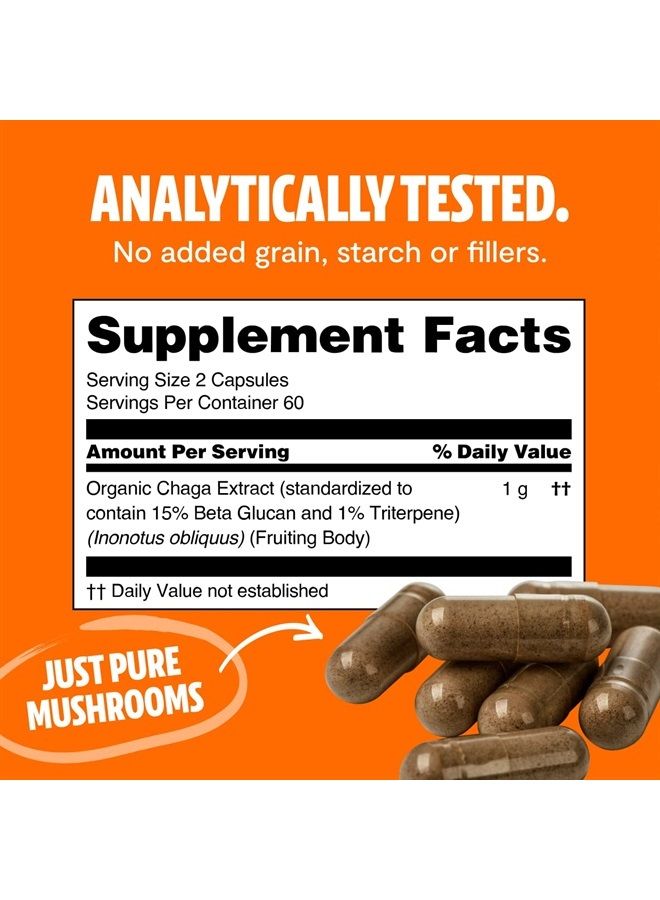 FreshCap Mushrooms FreshCap Chaga Capsules - Antioxidant, Digestive Health, Immune Support - 120 Capsules (60 Servings) - Dual Extracted - Wild Harvested and Organic Mushroom Supplement - Image 3