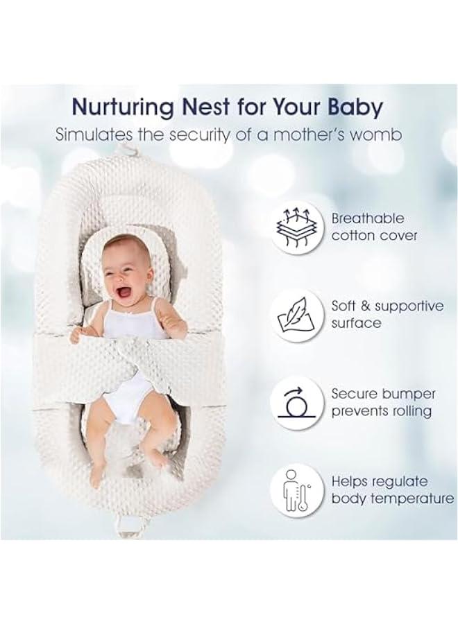 Baby Nest,Portable Baby Lounger Pillow With fixed straps,Anti-Vomiting Baby Pillow,Removable Infant Lounger for Home and Travel,Two-Sided Designs,Machine Washable - Image 2