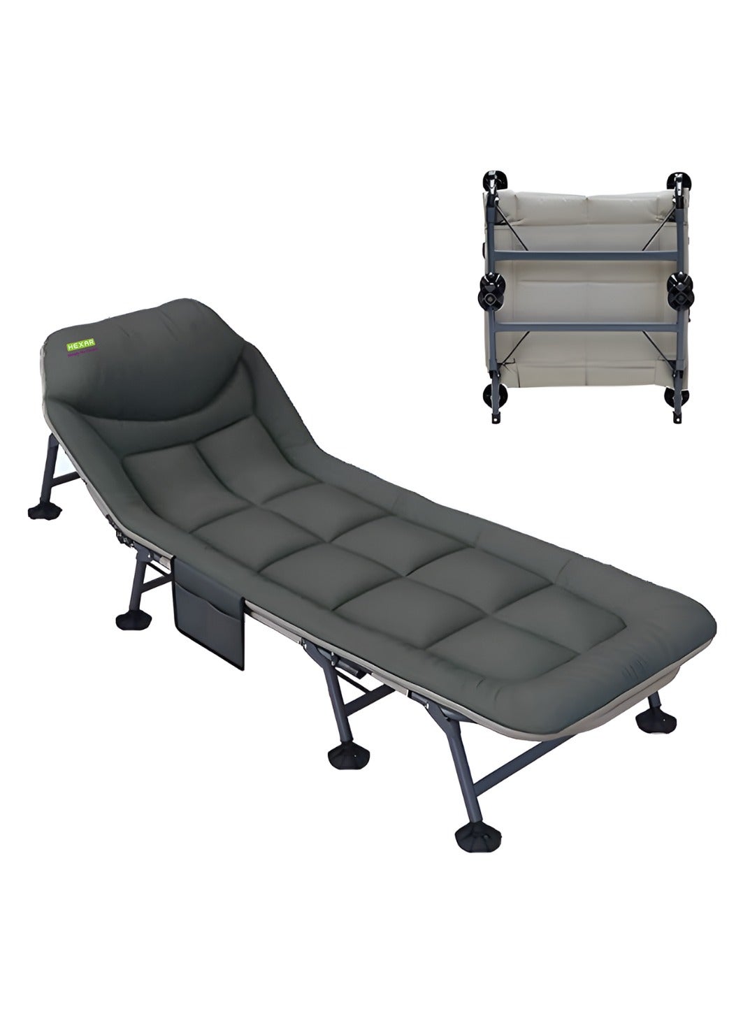 Premium Camping Bed Folding Bed 160 KG Capacity 8 Legs Luxury Recliner Bed Lounge Chair Adult Bed for Outdoor Beach Bed Office Camping Indoor Outdoor Foldable Lounger