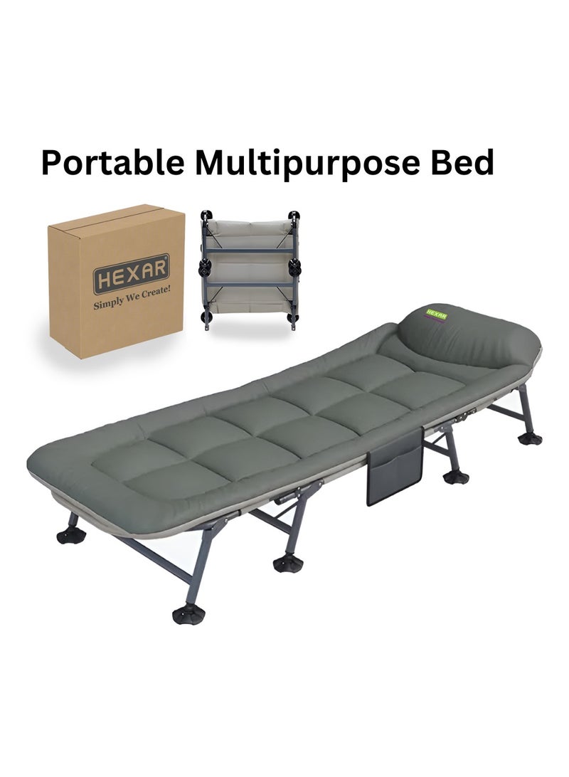 HEXAR Premium Camping Bed Folding Bed 160 KG Capacity 8 Legs Luxury Recliner Bed Lounge Chair Adult Bed for Outdoor Beach Bed Office Camping Indoor Outdoor Foldable Lounger - Image 4