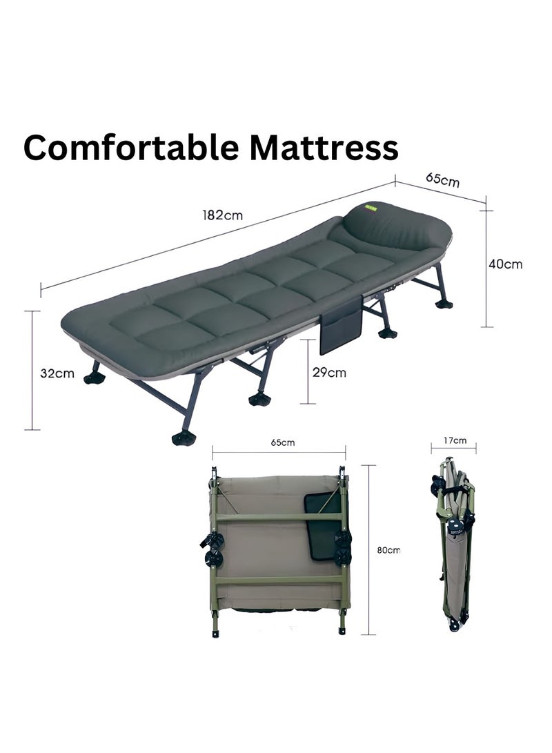 HEXAR Premium Camping Bed Folding Bed 160 KG Capacity 8 Legs Luxury Recliner Bed Lounge Chair Adult Bed for Outdoor Beach Bed Office Camping Indoor Outdoor Foldable Lounger - Image 3