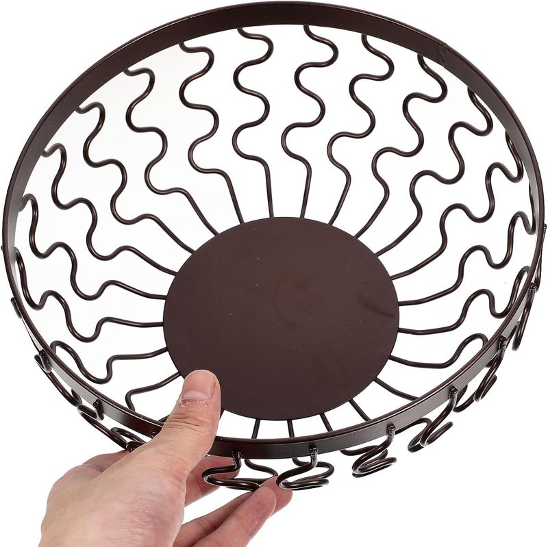 Modern Coffee Color Desktop Fruit Basket and Vegetable Storage Bowl Vintage Steel Snacks Tray for Kitchen Countertop Storage and Living Room Decor - Image 4