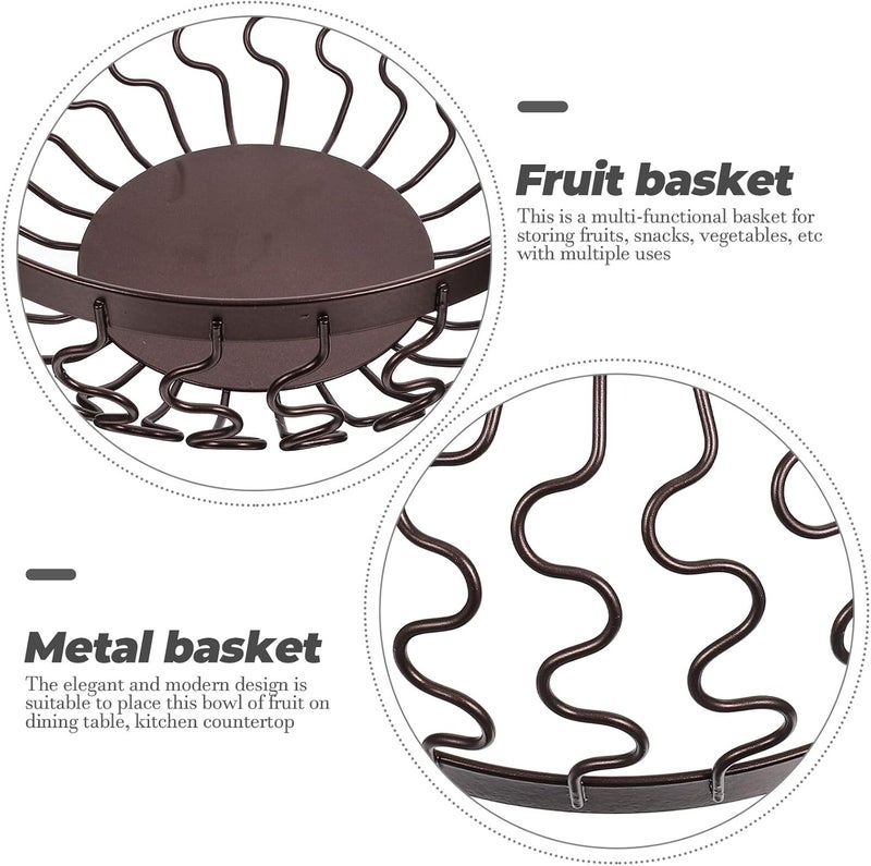 Modern Coffee Color Desktop Fruit Basket and Vegetable Storage Bowl Vintage Steel Snacks Tray for Kitchen Countertop Storage and Living Room Decor - Image 3