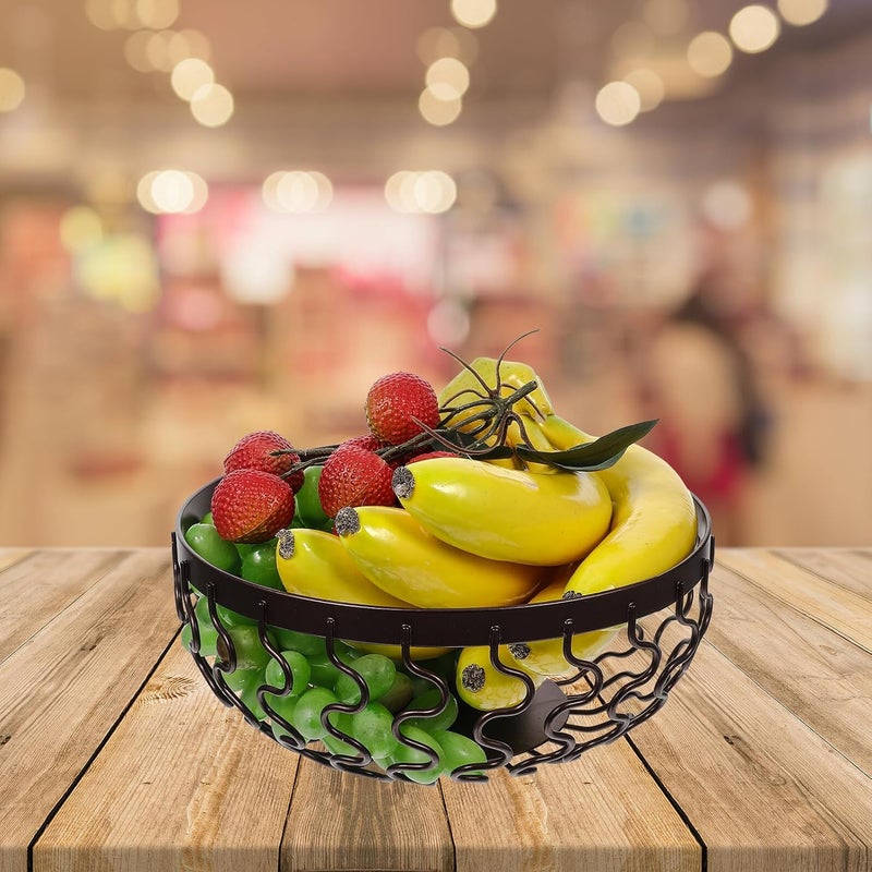 Modern Coffee Color Desktop Fruit Basket and Vegetable Storage Bowl Vintage Steel Snacks Tray for Kitchen Countertop Storage and Living Room Decor - Image 5