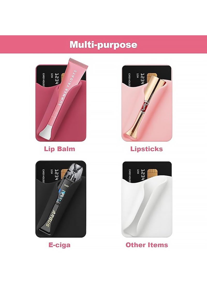 X-level Lip Gloss Holder Card Holder Phone Case Lipstick Lip Glaze Phone Wallet Stick On Silicone Cell Phone Card Holder and Lip Balm Holder for iPhone16/15/14 Series and Samsung Galaxy S25/S24/23 Series  - Image 3