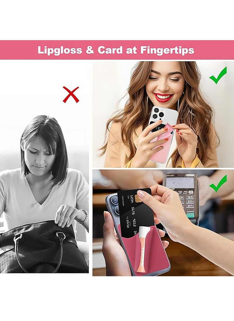 X-level Lip Gloss Holder Card Holder Phone Case Lipstick Lip Glaze Phone Wallet Stick On Silicone Cell Phone Card Holder and Lip Balm Holder for iPhone16/15/14 Series and Samsung Galaxy S25/S24/23 Series  - Image 5