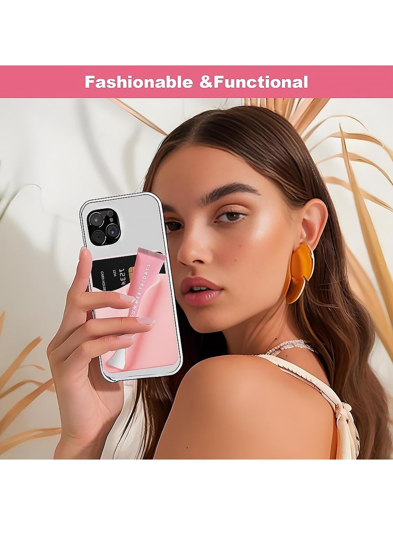 Lip Gloss Holder Card Holder Phone Case Lipstick Lip Glaze Phone Wallet Stick On Silicone Cell Phone Card Holder and Lip Balm Holder for iPhone16/15/14 Series and Samsung Galaxy S25/S24/23 Series