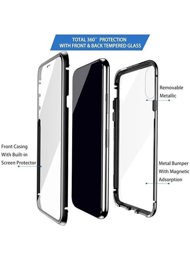 Honor Magic 6 Pro حافظة هاتف، مغناطيسية + إطار معدني حافظة هاتف قابلة للطي، غطاء زجاجي مقوى شفاف للأمام والخلف، حافظة هاتف بحماية كاملة للجسم بزاوية 360 درجة - Image 2