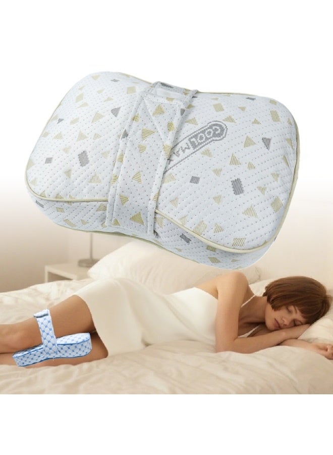 SKT Shiketro Pregnancy-Specific Knee Pillow with Straps, Side Sleeping Support for Knees, Prevents Sports Injuries, Made of Memory Foam, Shapes and Shaps Legs (Gray Gold) - Image 2