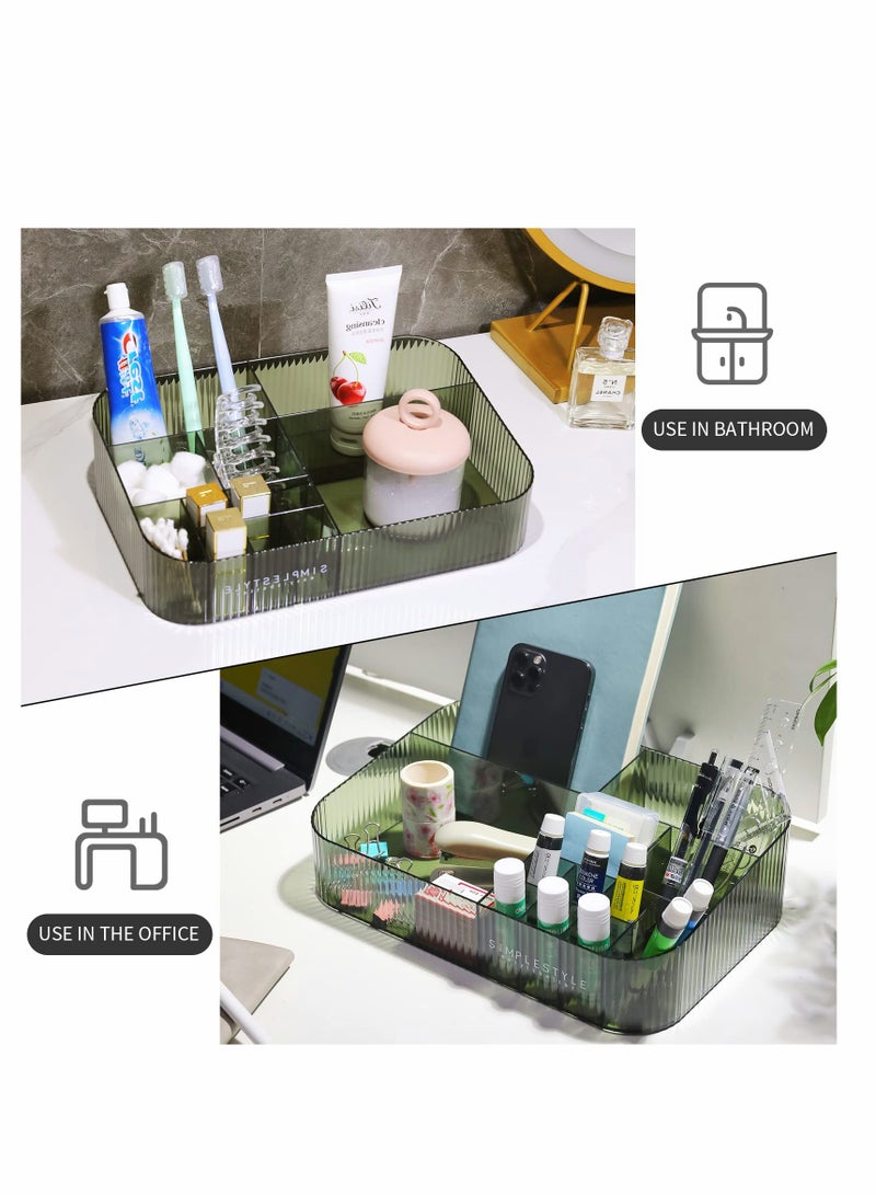 KASTWAVE Acrylic Makeup Organizer, Dresser Organizer Tray, Skin Care Display, With 12 Compartments, For Lipstick,Brushes, Perfume, Green - Image 4