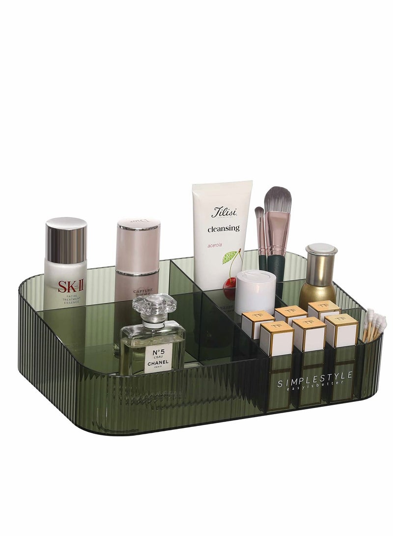 KASTWAVE Acrylic Makeup Organizer, Dresser Organizer Tray, Skin Care Display, With 12 Compartments, For Lipstick,Brushes, Perfume, Green - Image 1