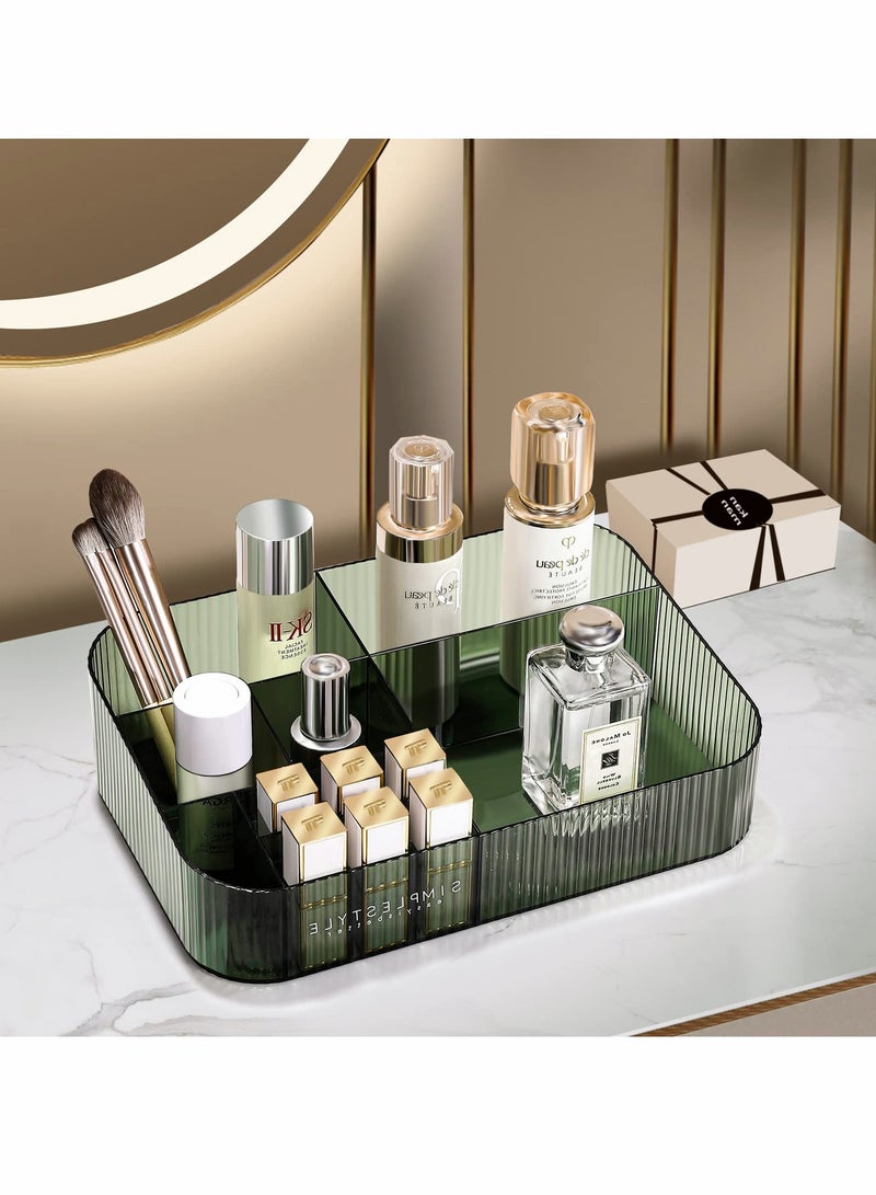 KASTWAVE Acrylic Makeup Organizer, Dresser Organizer Tray, Skin Care Display, With 12 Compartments, For Lipstick,Brushes, Perfume, Green - Image 2