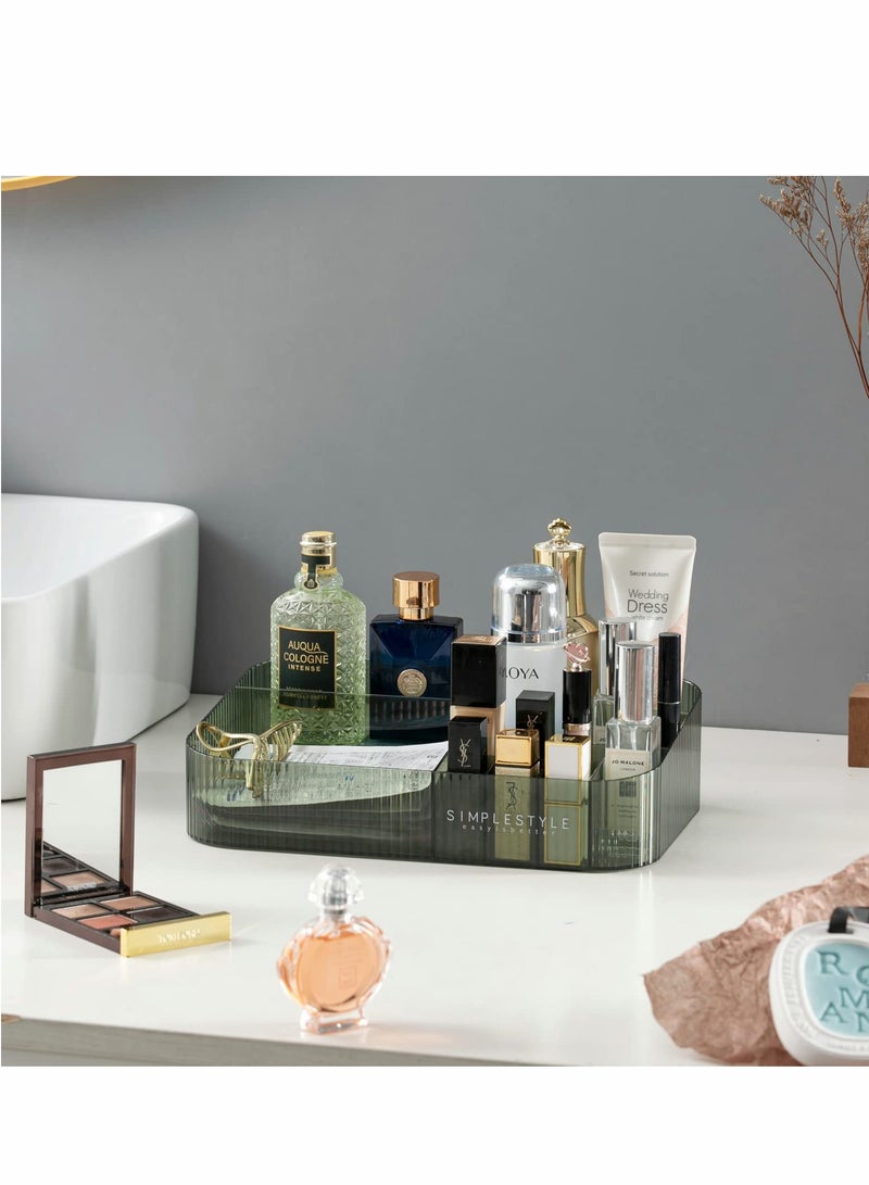 KASTWAVE Acrylic Makeup Organizer, Dresser Organizer Tray, Skin Care Display, With 12 Compartments, For Lipstick,Brushes, Perfume, Green - Image 5