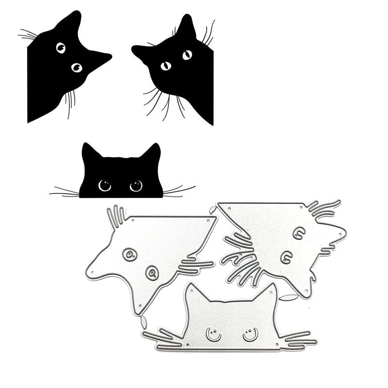 LZBRDY 3 PiecesSet Cats Head Metal Cutting Dies for Scrapbooking and Card Making Birthday Christmas Halloween Craft Die Cuts