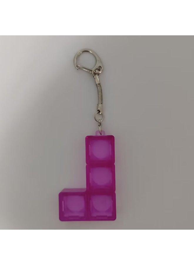 PC Material Tian Convex L Cross Test Shaft Key Decompression Can Be Installed CR1220 Battery Lamp Bead Key Buckle To Carry Multi-color-Color:Purple L-frame Key Buckle - Image 1