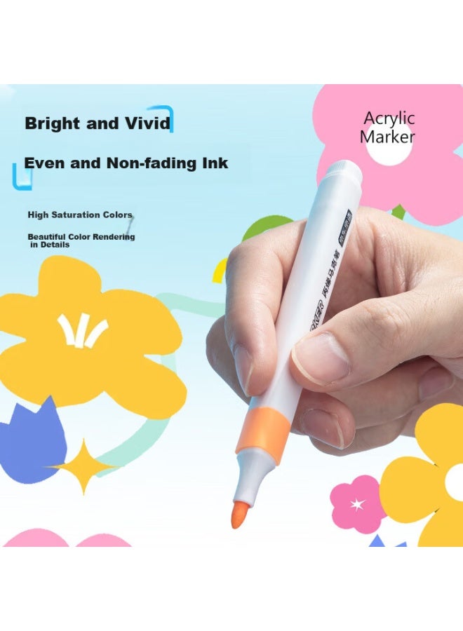 JD.com Jd Jingzao 24 Colors Acrylic Marker Pen Student Quick-drying Non-bleeding Paper Non-fading Color Zhengzi Watercolor Pen Skin Washable Pp Boxed Painting Pen Stackable Marker Pen - Image 5