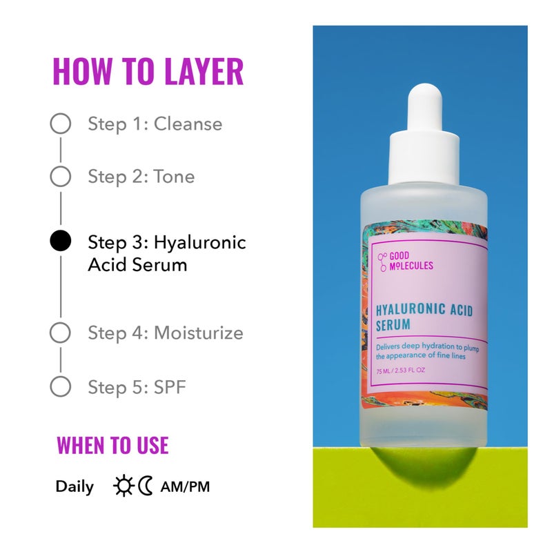 Good Molecules Hyaluronic Acid Serum - 1% Hyaluronic Acid Non-Greasy Ultra hydrating Serum Facial Moisturizer for Plumper Skin, Skin Care for Face - Image 4