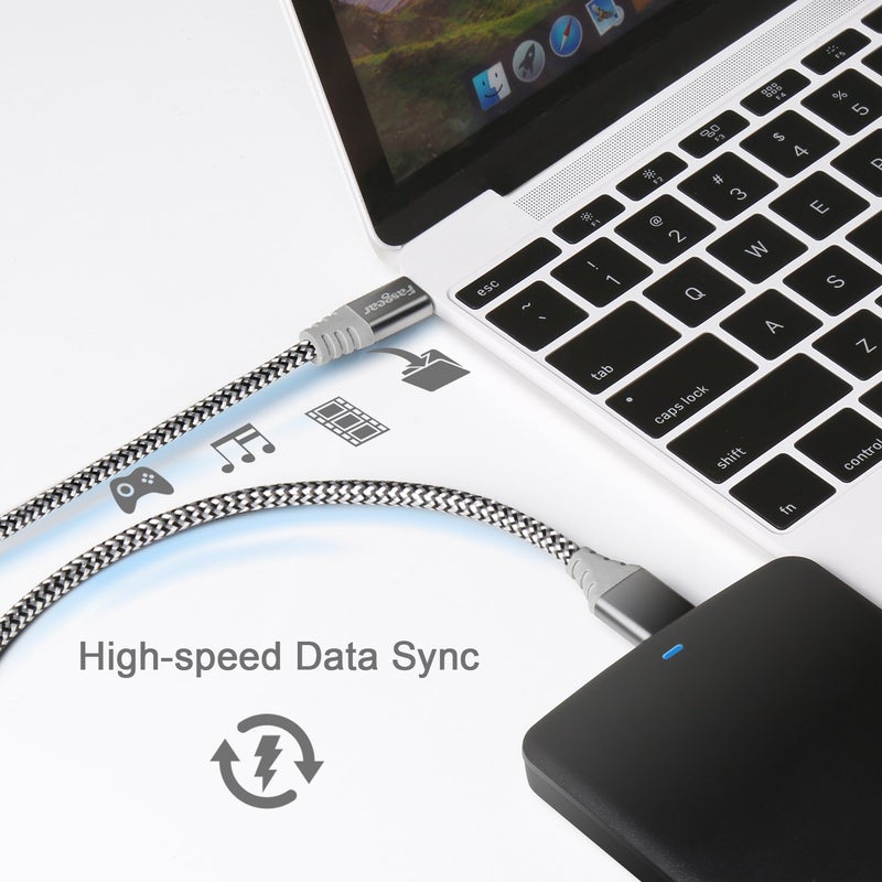 فاسجير كابل Fasgear من USB-C إلى Micro B [1 قدم]، موصل معدني منسوج من النايلون، كابل من النوع C إلى Micro 3.0، شحن سريع ومزامنة بسرعة 5 جيجابت/ثانية، متوافق مع Toshiba Canvio وGalaxy S5 Note 3 والمزيد (1 قدم، رمادي) - Image 5