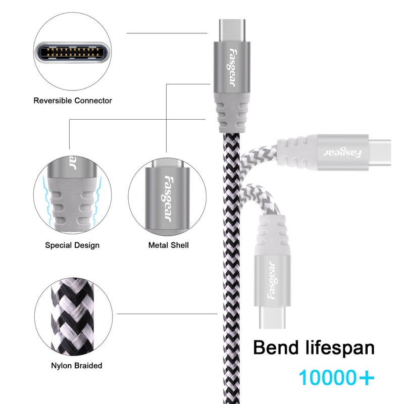فاسجير كابل Fasgear من USB-C إلى Micro B [1 قدم]، موصل معدني منسوج من النايلون، كابل من النوع C إلى Micro 3.0، شحن سريع ومزامنة بسرعة 5 جيجابت/ثانية، متوافق مع Toshiba Canvio وGalaxy S5 Note 3 والمزيد (1 قدم، رمادي) - Image 2