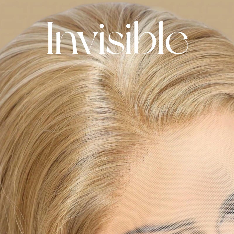 Starluck Wig for Women Lace Front Wigs Synthetic Wigs 18-Inch Shoulder Length Layered Natural Wavy Ash Blonde with Highlight - Image 3