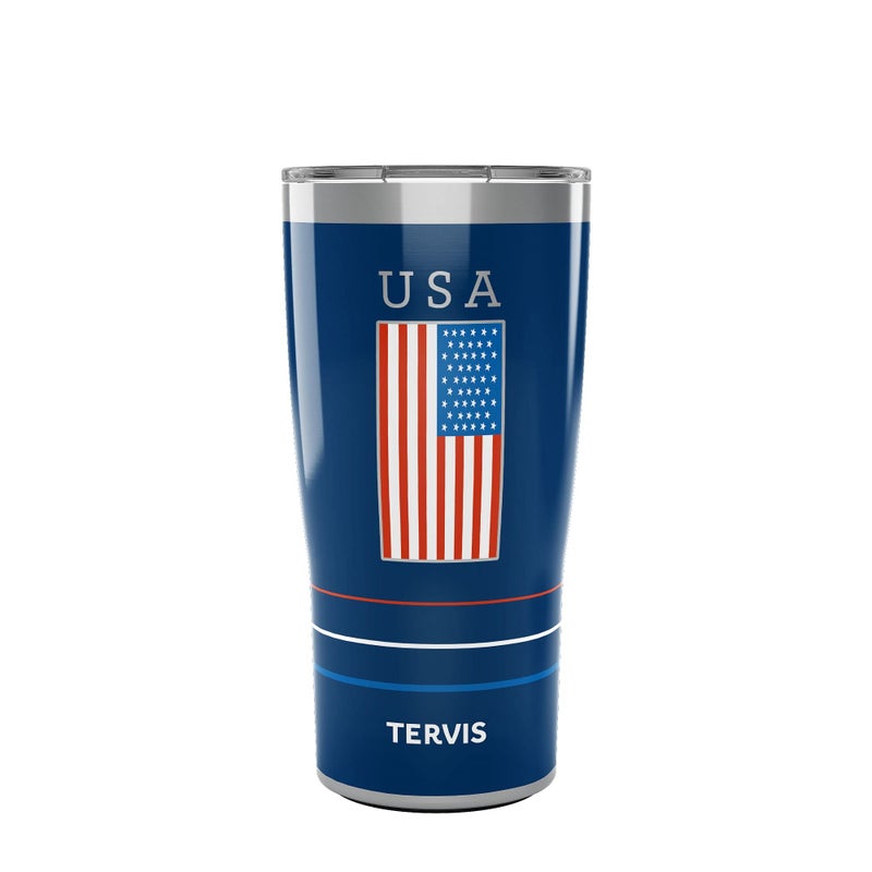 Tervis Traveler Americana USA Flag Triple Walled Insulated Tumbler Travel Cup Keeps Drinks Cold Hot 20oz Stainless Steel