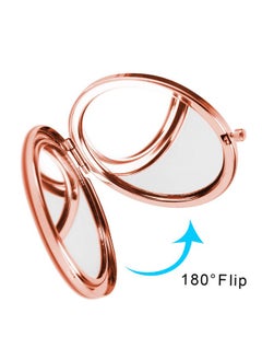 Dynippy Compact Mirror Rose Gold Makeup Mirror Folding Mini Pocket Mirror Portable Hand Mirror Doublesided 2 X 1X Magnification For Woman Girls Great Gift (Ared Rose)  - Image 2