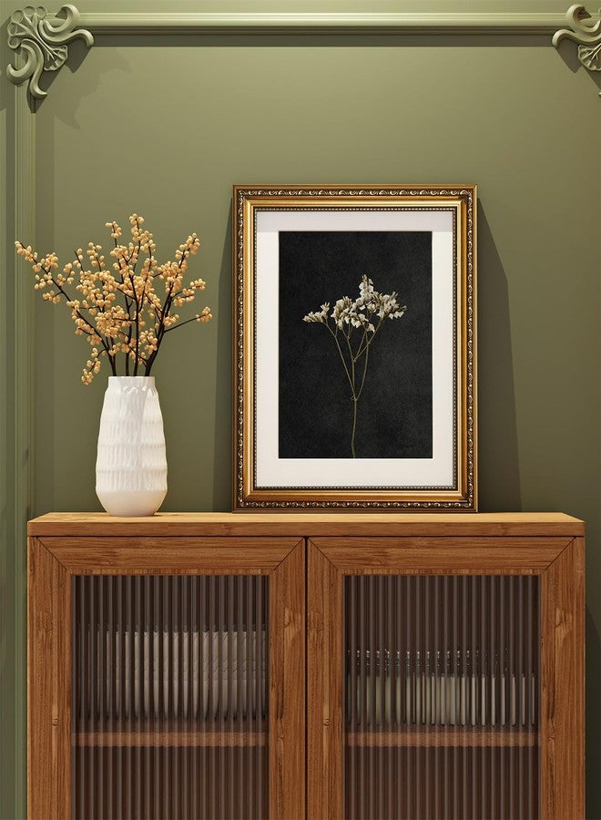 ARPEOTCY Vintage Gold Framed Wall Art, Retro Dark Dried Wildflower Paintings, Canvas Prints Artwork with Antique Frame, Victorian Wall Picture Decor for Room Gallery Living Room, 13x16 inch - Image 2