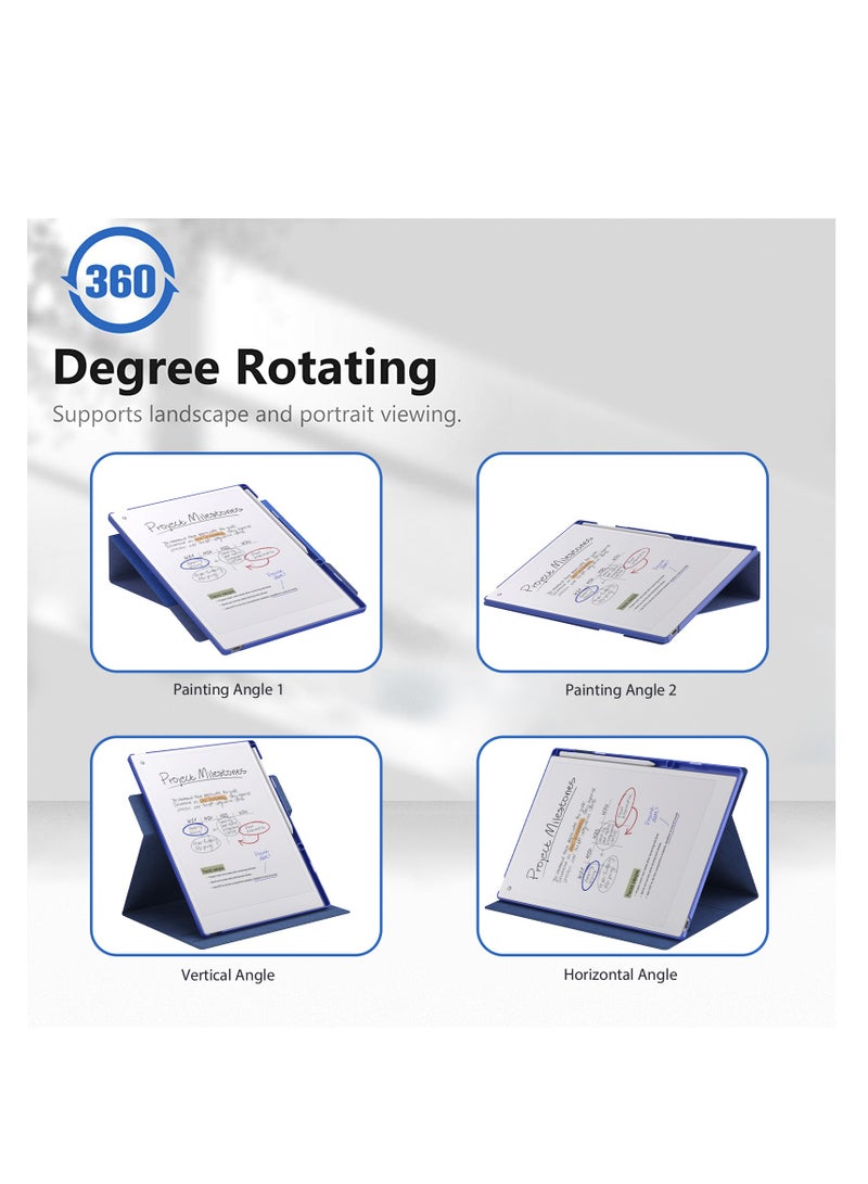 My Choice Remarkable Paper Pro 11.8”, Slim Hard Back Shell Protective Auto Sleep/Wake Book Folio Cover with Pen Holder for Remarkable Paper Pro Tablet 2024 Released, Blue - Image 2