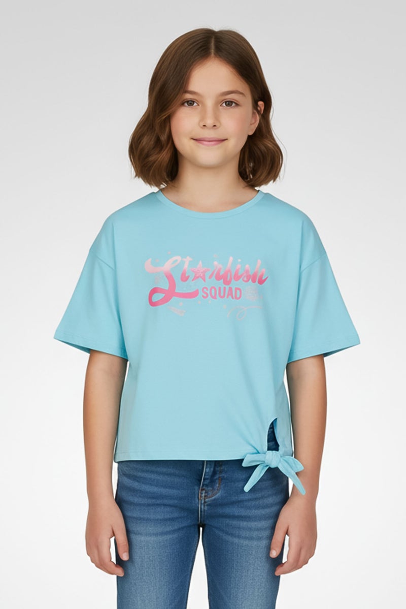 Hamleys Kids Girl Graphic Print Short Sleeve Top, Blue - Image 1