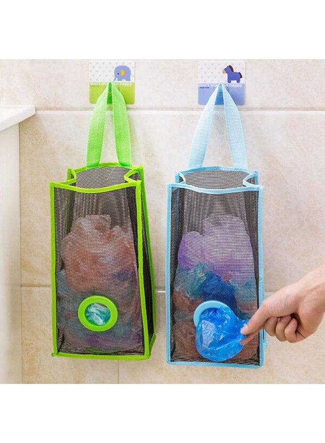 2 Pack Plastic Bag Holder, Grocery Bag Holder for Plastic Bags Mesh Hanging Storage Dispenser Trash Bag Organizer Shopping Bag Holder for Plastic Bags - Image 1