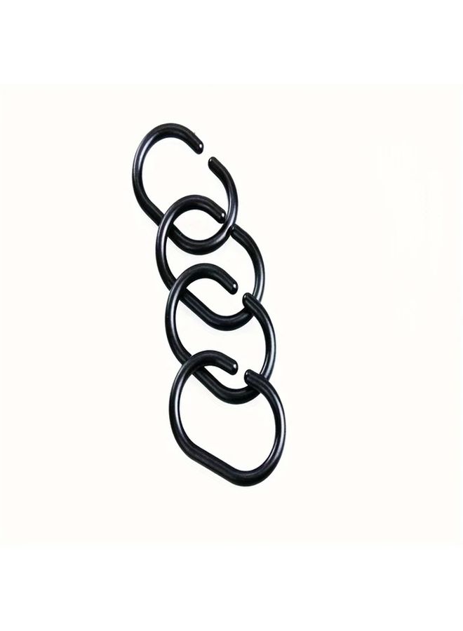40 Pcs Black C Shaped Plastic Shower Hooks Durable Rust Resistant Bathroom Hooks Easy Install No Drill Adhesive Mounting Secure Stable Design for Shower Curtains Towels Accessories Bathroom Home Use Towel Holder Nodrill Installation Curtain Accessory - Image 5