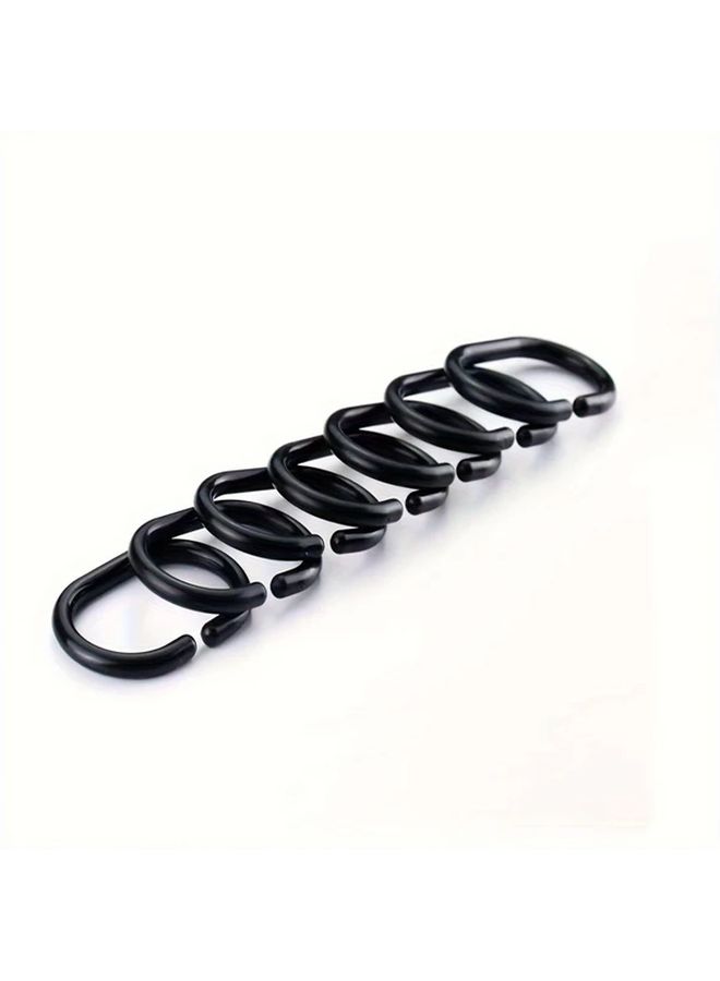 40 Pcs Black C Shaped Plastic Shower Hooks Durable Rust Resistant Bathroom Hooks Easy Install No Drill Adhesive Mounting Secure Stable Design for Shower Curtains Towels Accessories Bathroom Home Use Towel Holder Nodrill Installation Curtain Accessory - Image 4