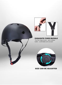 Occuwzz Children's roller skating protective gear full set (black helmet + protective gear set matte)  - Image 3