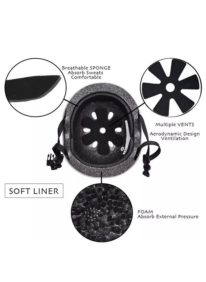 Occuwzz - Children's roller skating protective gear full set (black helmet + protective gear set matte) - Image 1