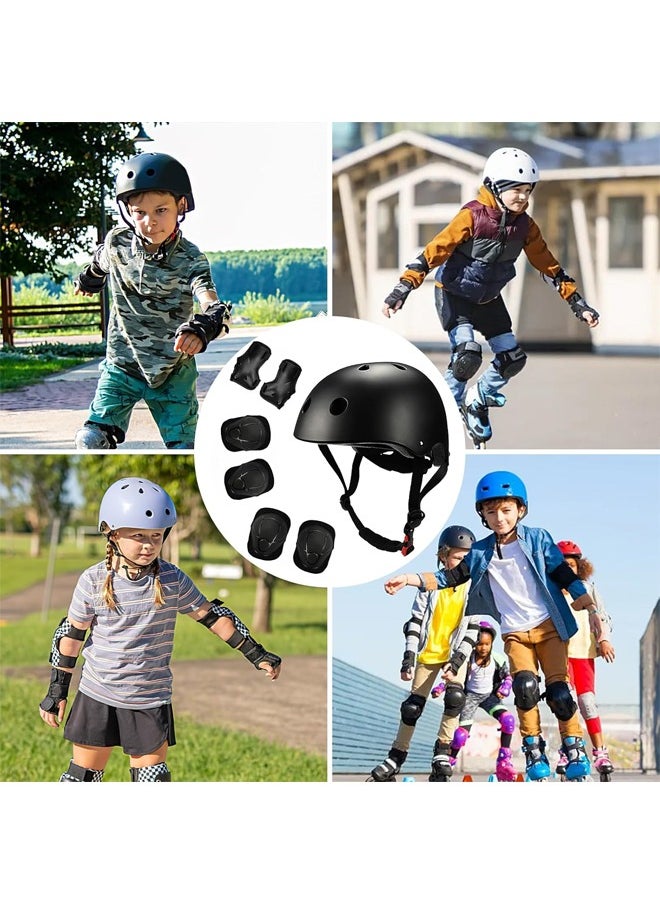 Occuwzz - Children's roller skating protective gear full set (black helmet + protective gear set matte) - Image 1
