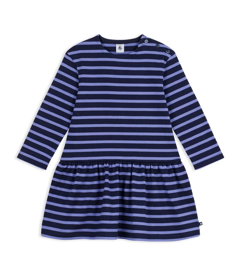 بيتي باتو Children's Long-Sleeved Stripy Cotton Dress