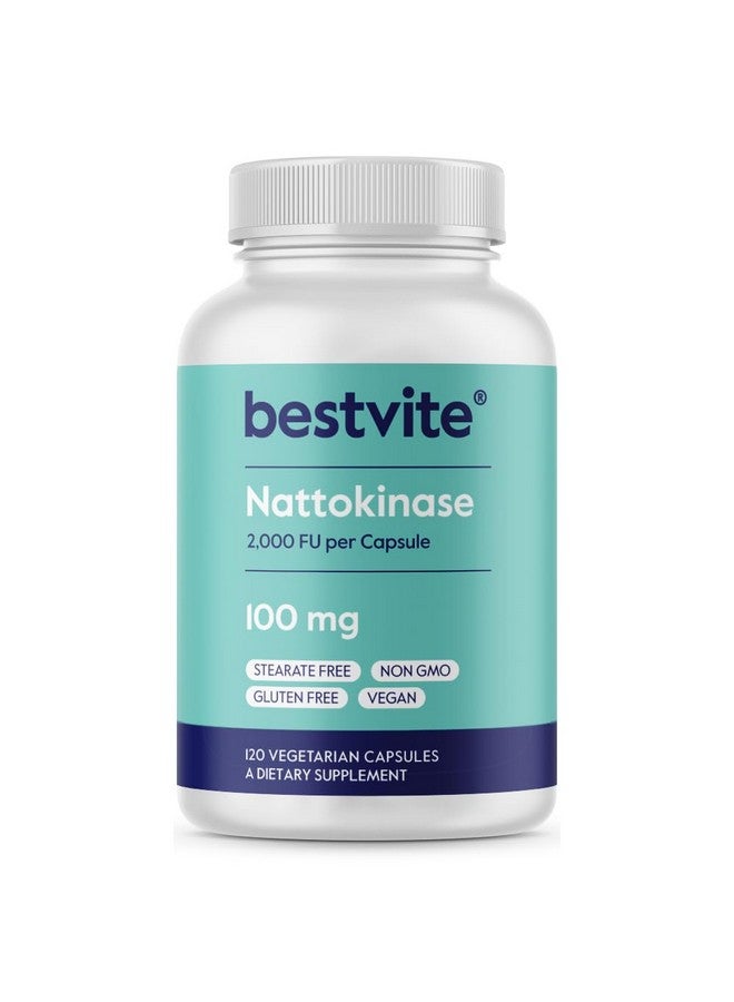 BESTVITE BESTVITE Nattokinase 100mg (2000 FU) (120 Vegetarian Capsules) - No Stearates - Vegan - Non GMO - Gluten Free - Image 1
