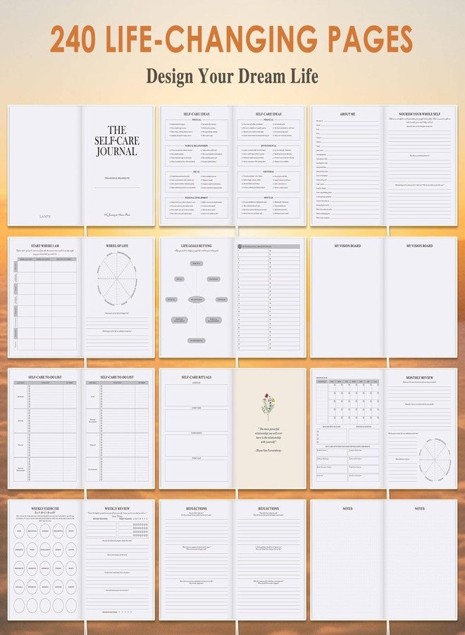 Lanpn Self Care Journal for Women, Self Love Guided Journals with Prompts, Daily Reflection Wellness & Gratitude Planner, 5 Minute Mental Health Notebook, Mood Mindfulness Log, 240 Pages - Image 4